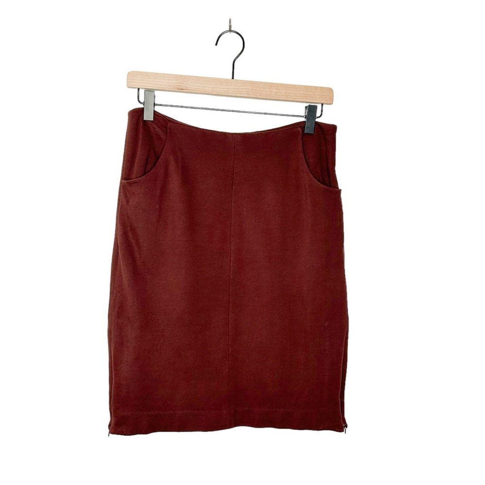 Cabi Maroon Red Knit Business Casual Career Zip Pencil Skirt 2 Style 3582